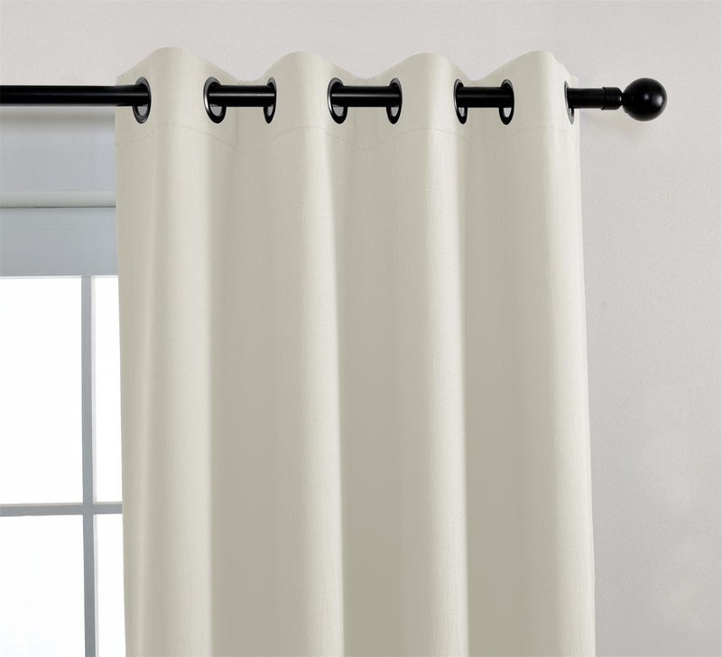 MIUCO Blackout Curtains Room Darkening Curtains Textured Grommet Panels for Living Room 2 Panels 52x84 Inch Long Beige - Image 2